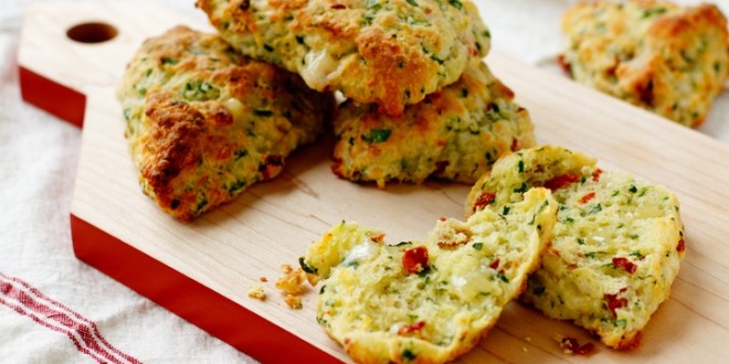 christmas brunch cheddar tomato and spinach scones