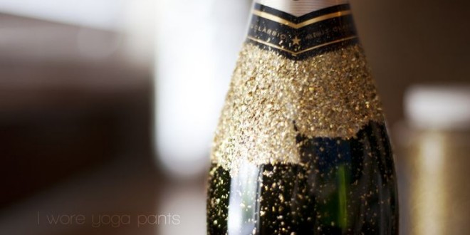 glitter champagne bottle