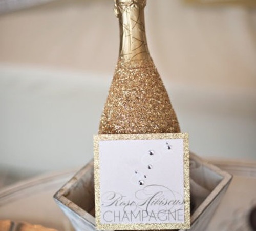 glitter champagne bottle