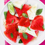 watermelon with feta honey and mint