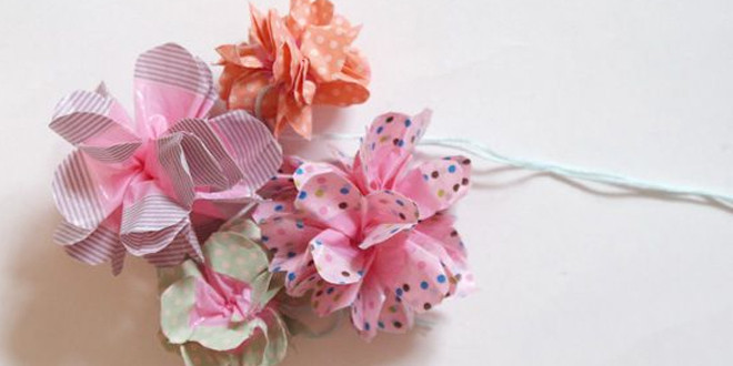 Make flowers with washi tape