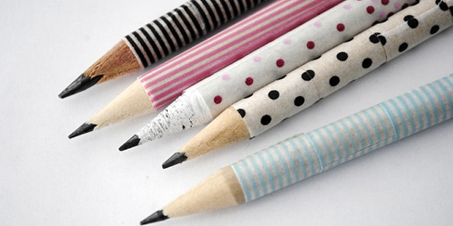 Decorate pencils with washi tape
